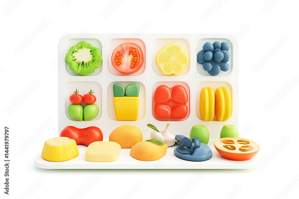 AI Meal Planner Ad with Rotating 3D Food Icons for Custom Healthy Meals. AI Meal Planner Ad with Rotating 3D Food Icons for Custom Healthy Meals.