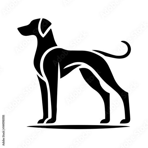 Creative dog side view black vector design, silhouette