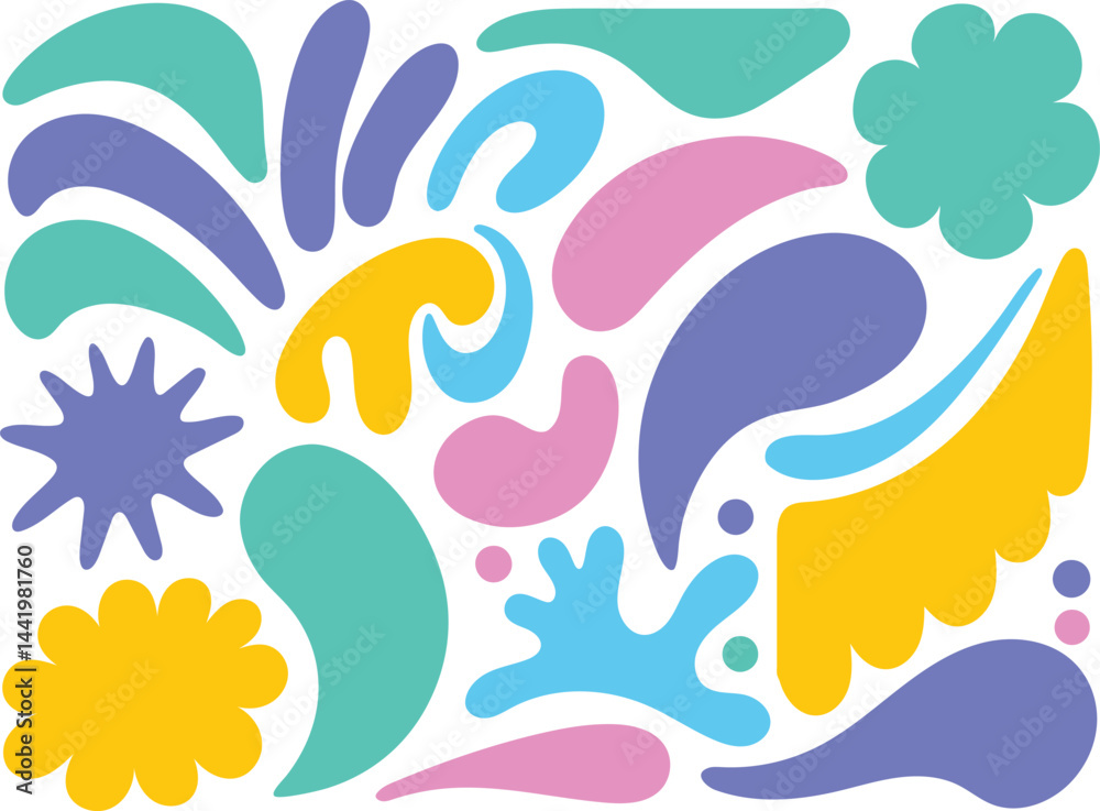 Naklejka premium Colorful Abstract Organic Shapes – Liquid Fluid Elements for Modern Design.