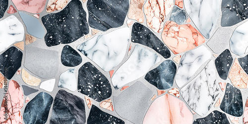 Obraz na płótnie Softly lit and highly detailed, this abstract terrazzo background in muted tones creates a luxurious and minimalist aesthetic, great for high-end visuals and creative projects w salonie