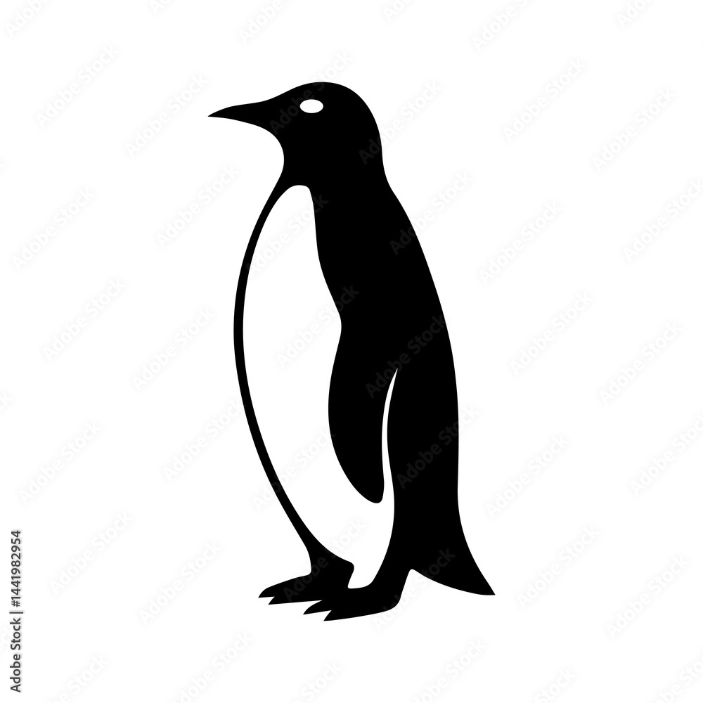 Fototapeta premium Penguin side view black vector design, silhouette