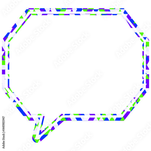 ステンドグラス風吹き出し　三角形模様　角のある八角形