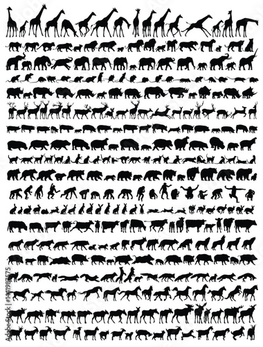 The big set silhouettes of mammals.