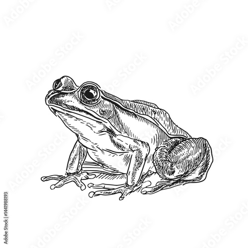 Intricate vector illustration of a frog, showcasing detailed textures and features. Perfect for nature-themed projects, educational materials, and wildlife conservation campaigns.
