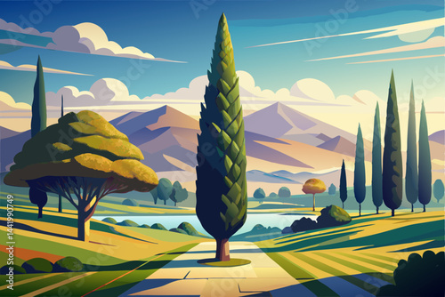 A Lombardy Poplar (Populus nigra 'Italica'), with a tall columnar shape and triangular leaves, isolated on a white background.