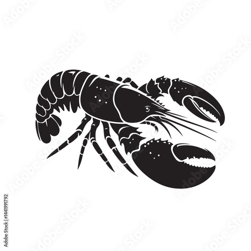 Lobster Silhouette in Black with Smooth Curves
