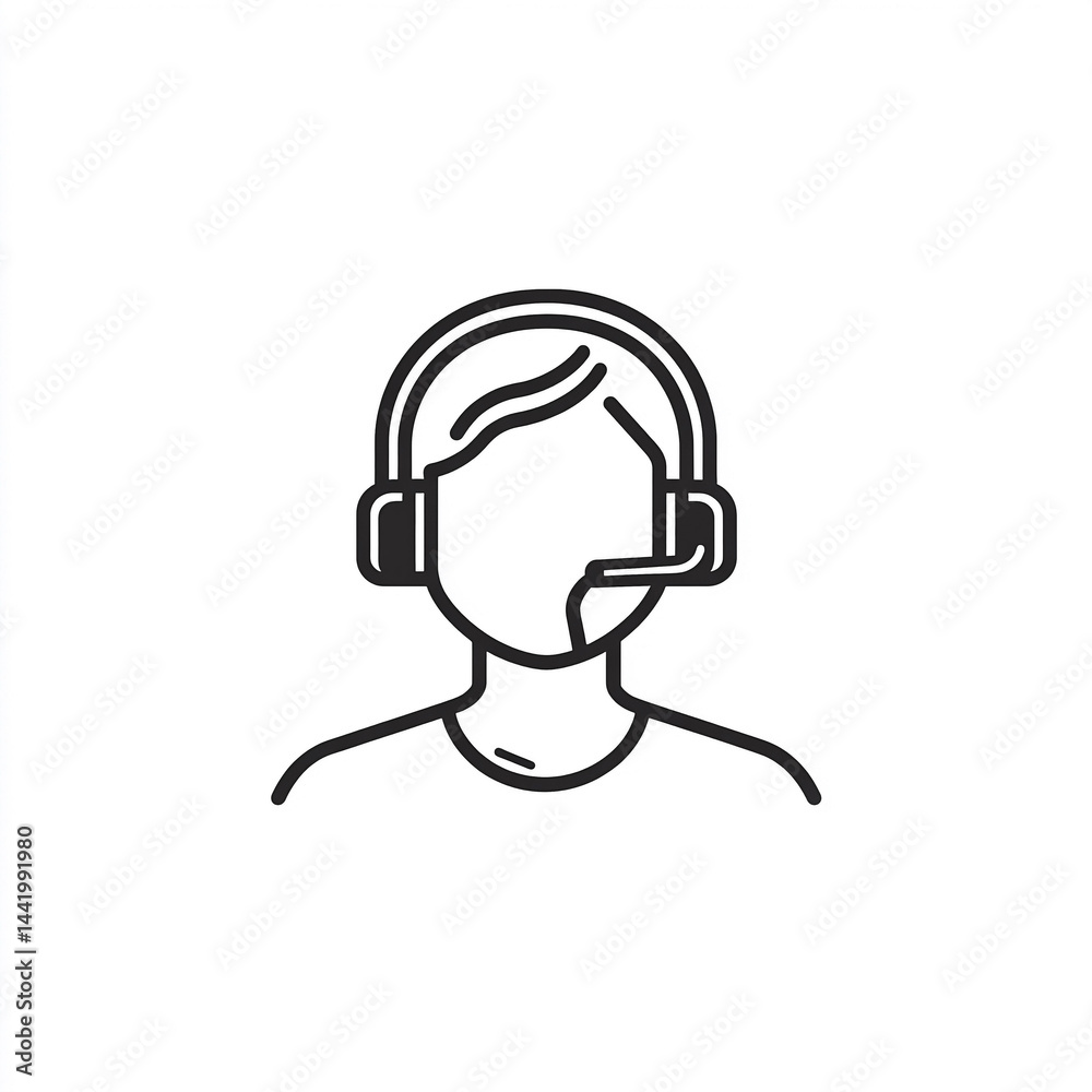 Minimalist line art depiction of a customer service representative avatar Minimalist line art depiction of a customer service representative avatar