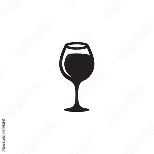 Black Wine Glass Silhouette on White Background