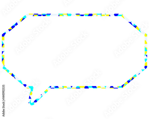 ステンドグラス風吹き出し　三角形模様　細長い八角形