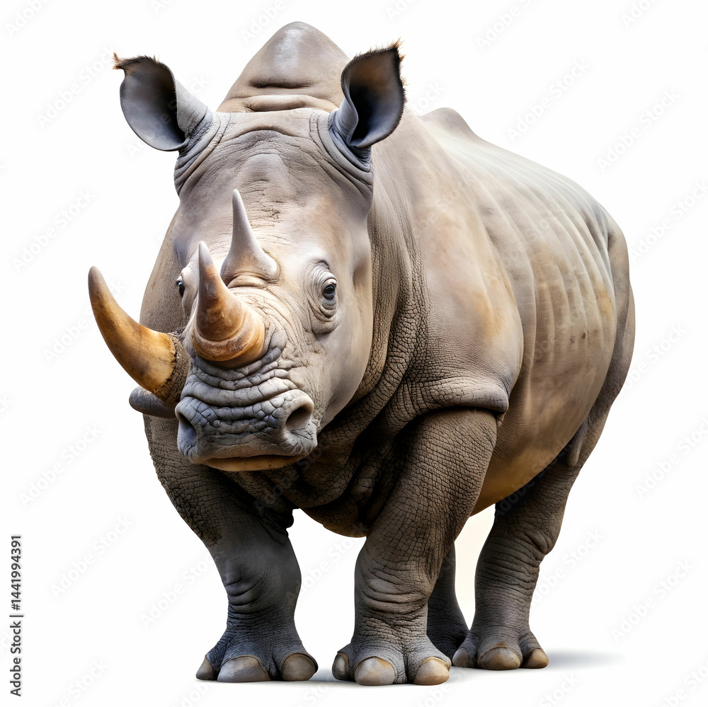 Fototapeta premium Rhinoceros Isolated on White Background