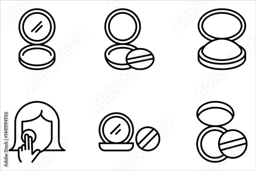 Face powder icon set, vector icon for beauty store or app and logo on white background.