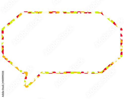 ステンドグラス風吹き出し　三角形模様　細長い八角形