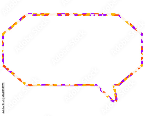 ステンドグラス風吹き出し　三角形模様　細長い八角形