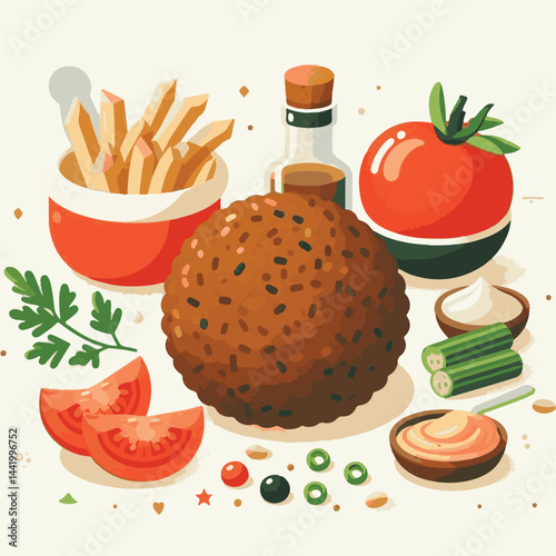 vegetarian, falafel, healthy, snack, background, food, meal, vegan, vegetable, fried, traditional, dinner, lunch, diet, chickpea, cuisine, dish, arabic, closeup, organic, homemade, ball, brown, turkis