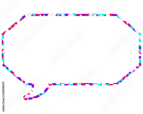 ステンドグラス風吹き出し　三角形模様　細長い八角形