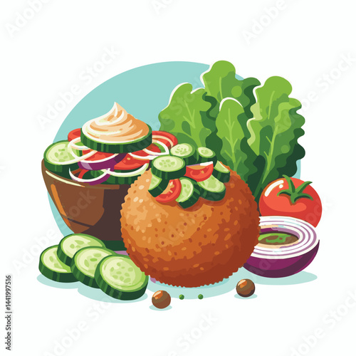 vegetarian, falafel, healthy, snack, background, food, meal, vegan, vegetable, fried, traditional, dinner, lunch, diet, chickpea, cuisine, dish, arabic, closeup, organic, homemade, ball, brown, turkis