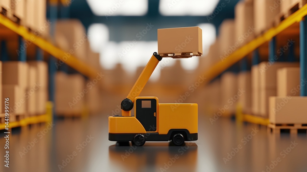 Fototapeta premium Futuristic Robotic Loader in a Modern Warehouse Setting