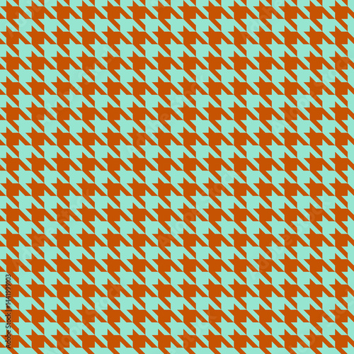 Vibrant orange and teal houndstooth pattern.  Perfect for textile design, fashion, website backgrounds, or any project needing a bold, geometric texture.