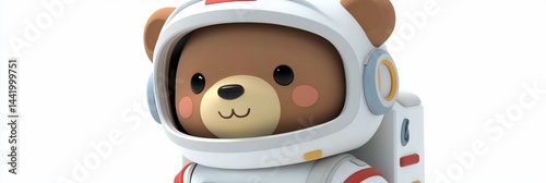 Cute bear astronaut in spacesuit.