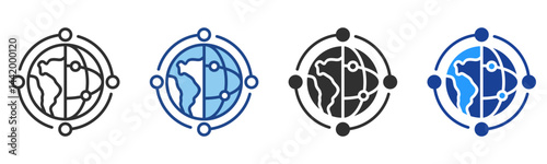 Globalization Icon Multiple Style Vector Collection 