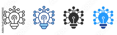 Lightbulb Icon Multiple Style Vector Collection 