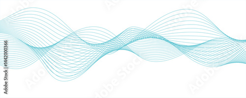 Abstract sky blue color gradient wave lines with twisted curve lines and blend effect. 3D Futuristic tech background with Curved wavy line. Seamless wave pattern glowing science flowing 