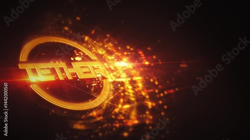 Futuristic digital background highlighting advanced cryptocurrency and encryption technology, featuring blockchain networks and secure cryptographic systems : Tether, Tether coin