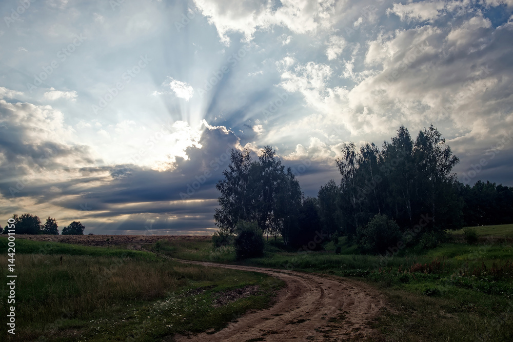 Dirt road in the countryside on a cloudy day Dirt road in the countryside on a cloudy day