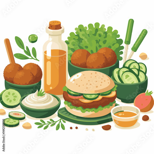 vegetarian, falafel, healthy, snack, background, food, meal, vegan, vegetable, fried, traditional, dinner, lunch, diet, chickpea, cuisine, dish, arabic, closeup, organic, homemade, ball, brown, turkis