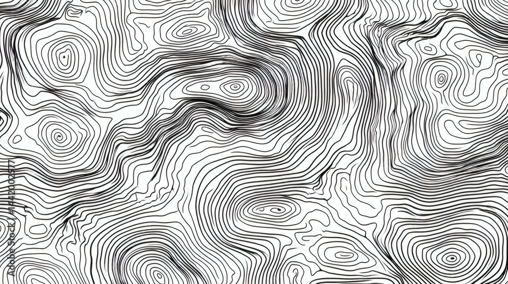 Fototapeta premium Abstract Topographic Contour Lines Texture Pattern on White Background Design