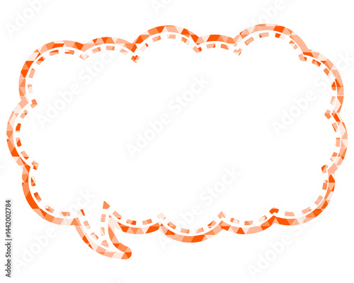 ステンドグラス風吹き出し　三角形模様　細長い雲形