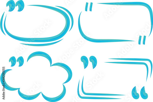 light blue colorful thick outline hand drawn abstract quote frames set vector