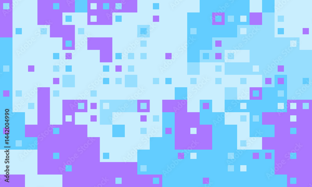 Abstract pixel art background. Pastel blue and purple squares create a dynamic, playful design perfect for tech, websites, presentations, or social media. Abstract pixel art background. Pastel blue and purple squares create a dynamic, playful design perfect for tech, websites, presentations, or social media.