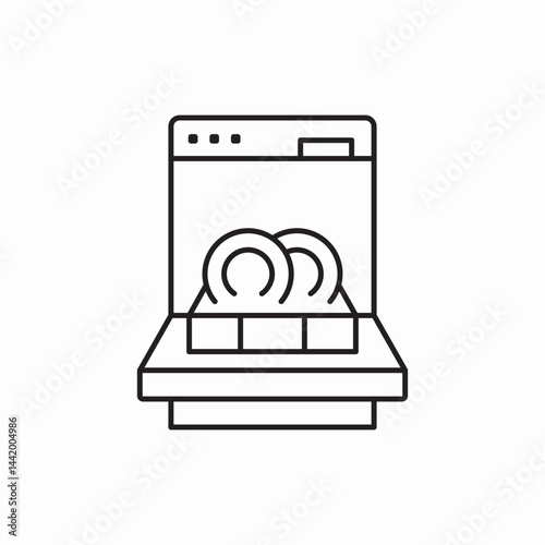 Dishwasher kitchen appliance icon vector sign