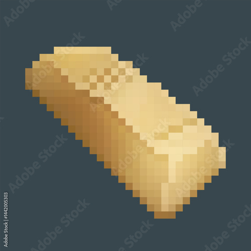 golden ingot in pixel art style with isolated background