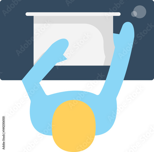 Work Table Icon with Monitor and Person