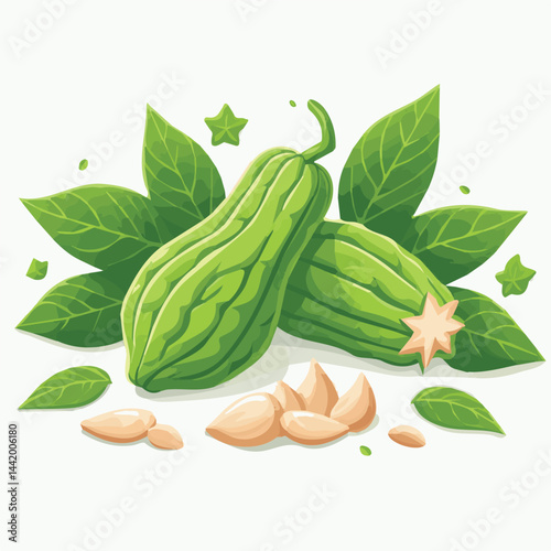 green, organic, fresh, ingredient, food, vegetable, raw, healthy, natural, agriculture, vegetarian, chayote, background, diet, white, fruit, plant, nutrition, vegetables, isolated, nutritious, freshne