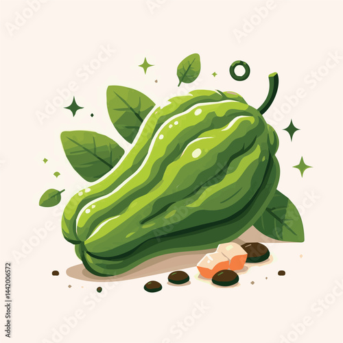 green, organic, fresh, ingredient, food, vegetable, raw, healthy, natural, agriculture, vegetarian, chayote, background, diet, white, fruit, plant, nutrition, vegetables, isolated, nutritious, freshne