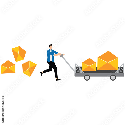 Concept of marketing email message sending and receiving