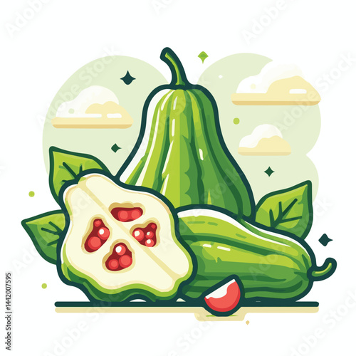 green, organic, fresh, ingredient, food, vegetable, raw, healthy, natural, agriculture, vegetarian, chayote, background, diet, white, fruit, plant, nutrition, vegetables, isolated, nutritious, freshne