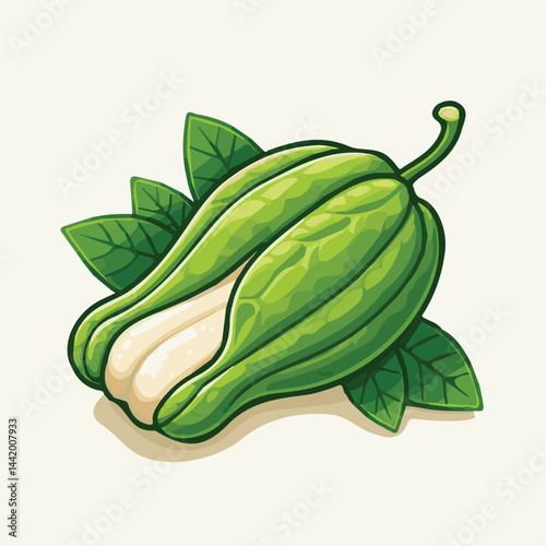 green, organic, fresh, ingredient, food, vegetable, raw, healthy, natural, agriculture, vegetarian, chayote, background, diet, white, fruit, plant, nutrition, vegetables, isolated, nutritious, freshne