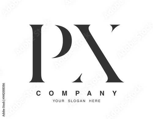 PX logo design. Initial letter p and x serif font style. Creative classic company name typography. Trendy logotype or identity.