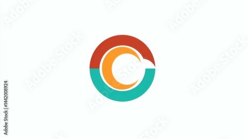 Free Download Circular Logo Design Orange Arc with Red and Teal Segment on White Background - GFXLoad