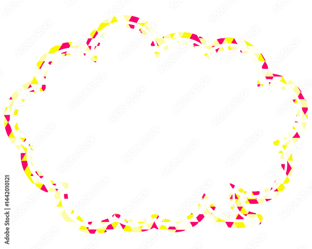 Fototapeta premium ステンドグラス風吹き出し 三角形模様 丸みのある雲形