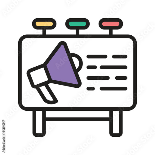 Ready to use line icon showing billboard advertising