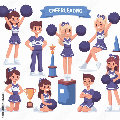 team, cheerleading, sport, game, dance, girl, female, cheerful, dancer, fitness, silhouette, symbol, pompom, jump, training, pompoms, loudspeaker, loud, speaker, leader, sporting, amplifier, formation