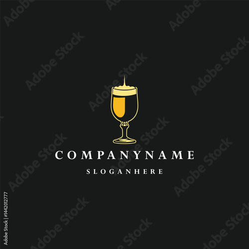 Beer glass logo style icon design template vector illustration