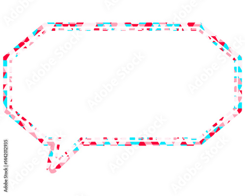 ステンドグラス風吹き出し　三角形模様　細長い八角形