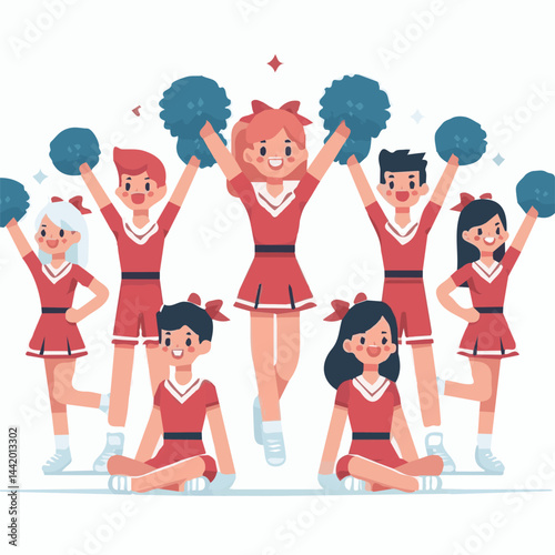 team, cheerleading, sport, game, dance, girl, female, cheerful, dancer, fitness, silhouette, symbol, pompom, jump, training, pompoms, loudspeaker, loud, speaker, leader, sporting, amplifier, formation