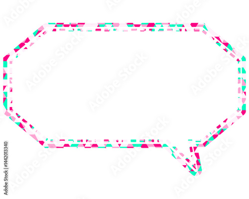 ステンドグラス風吹き出し　三角形模様　細長い八角形